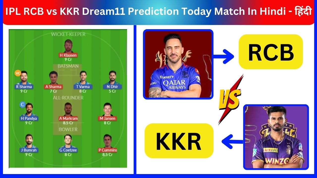 IPL RCB vs KKR Dream11 Prediction Today Match In Hindi